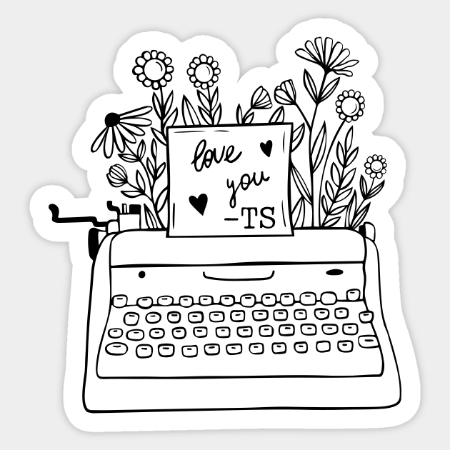 TTPD Tortured Poet Department Tay Swiftie Music Pop Album Typewriter Sticker by Little Duck Designs